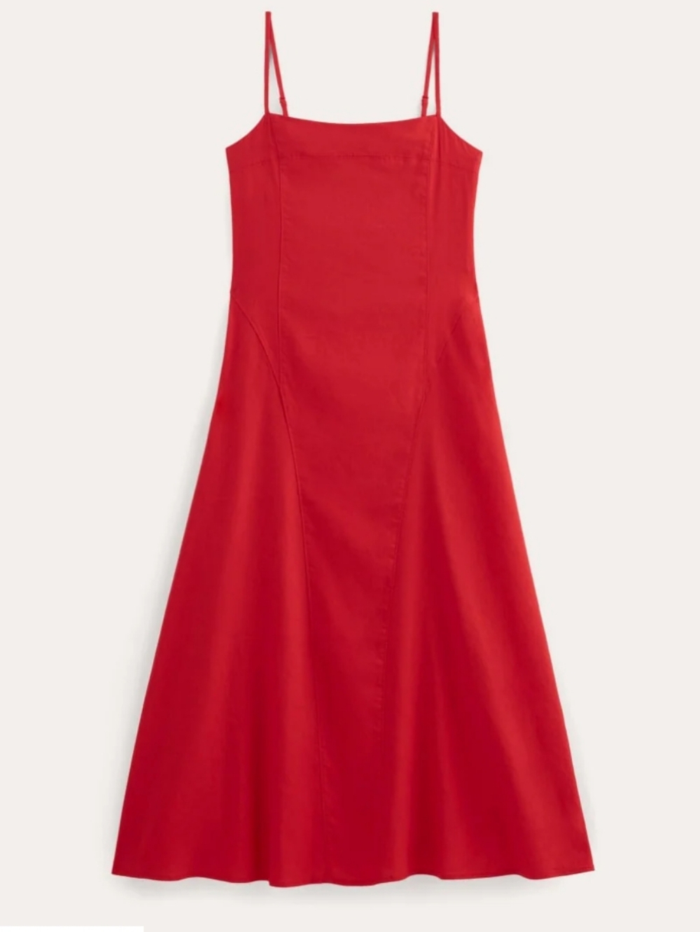 Nwt Everlane Red Stretch Linen Midi Dress 2 - Picture 4 of 10